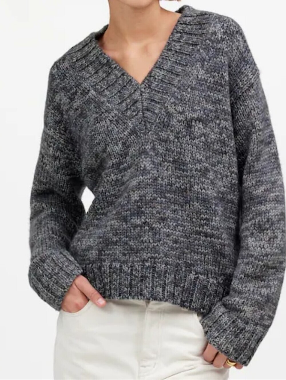 Madewell Spray-Dyed  V-Neck Oversized  Knit Sweater Size XL.